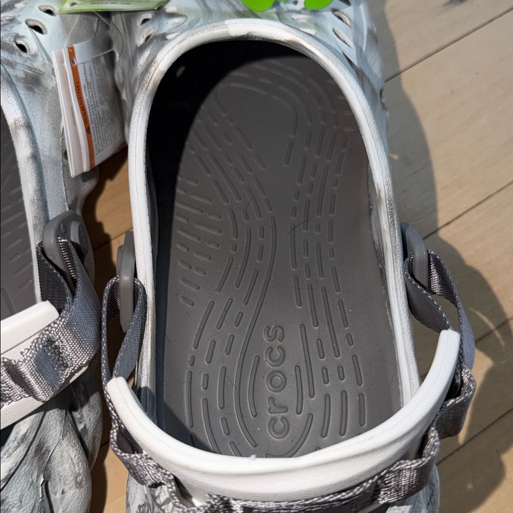 Crocs Echo Clog Marbled Grey‎ White Mens Size 13 Adjustable Turbo Strap NEW - Picture 11 of 16
